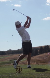 Andrew Deskins | Argonaut Idaho junior Aaron Cockerill tees off on the 11th hole during the second round of the Itani Quality Homes Collegiate Invitational Monday afternoon at the Palouse Ridge golf course in Pullman. Play continues on Tuesday.
