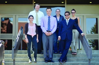 Jessica Greene | Argonaut Ivar Gunderson and other Student Bar Association members stand outside the Menard Law Building on the University of Idaho campus. The Student Bar Association is the acting student government in the University of Idaho College of Law.