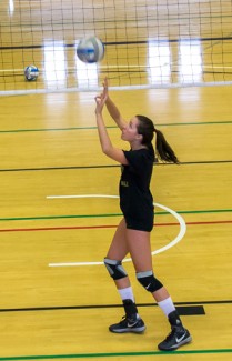 Abi Stomberg | Argonaut Sophomore setter Meredith Coba practices Monday for Thursday's match against Utah Valley. The match starts at 7 p.m. in Memorial Gym.