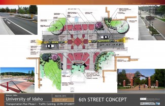 Parking and Transportation | Courtesy Initial design for crosswalk renovation on 6th Street in front of the Theophilus Tower. Initial plans are subject to change.