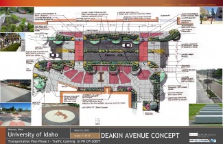 Parking and Transportation | Courtesy  Initial design for crosswalk renovation on Deakin Street between the SUB and the VandalStore. Construction will begin the Monday directly following Spring Commencement 2014. Initial plans are subject to change. 