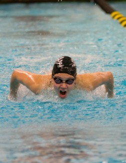 File photo by Tony Marcolina | Argonaut Idaho swimmers compete in the butterfly on Oct. 18 against Northern Colorado at the UI Swim Center. The Vandals competed in the U.S. Short Course Nationals and the Husky Invitational over the weekend.