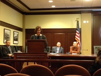 Chloe Rambo | Argonaut Cindy Wilson presents Jan. 20 in support of the Idaho Center for Fiscal Policy's alternative budget plan.