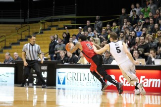 George Wood | Argonaut Seattle's D'Vonne Picket Jr. steals a pass intended for Connor Hill in the final seconds of Seattle's 68-67 victory over Idaho. The steal sealed the win for the Redhawks.