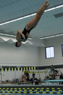 Jose Bendeck | Argonaut Delaney Peugh made personal best in both 1 and 3 meter diving competition Saturday.