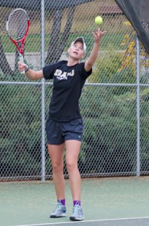 Nathan Romans | Argonaut Senior Emmie Marx serves during Wednesday's practice at the Memorial Gym Courts. Marx, a transfer student from Illinois State, will play in the Gonzaga Hitting Dual Nov. 9-12 in Spokane.