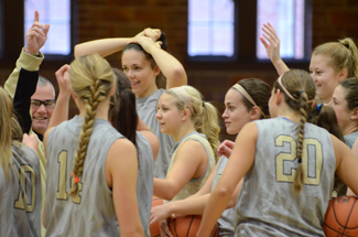 Nathan Romans | Argonaut The Idaho women's basketball team huddles during practice Monday in Memorial Gym. The Vandals tipoff the season today in Memorial Gym against Central Washington. This season marks Idaho's first in the Big Sky Conference since 1996.
