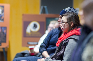 Nathan Romans | Argonaut Students, faculty and staff listen to presenters from North Idaho College talk about the different stereotypes and issues facing the image of the Native American citizen in U.S. society Friday, November 19, in the Sub Ballroom.