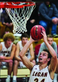 Tyler Brimhall | Courtesy Tyler Brimhall takes the ball to the rim Nov. 25 against Hunter High School. Brimhall a senior at Logan High School in Logan, Utah is Idaho's first basketball commit for the 2015 class.