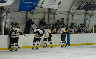 Brenda Ely | Argonaut The Vandals celebrate a goal Saturday night.
