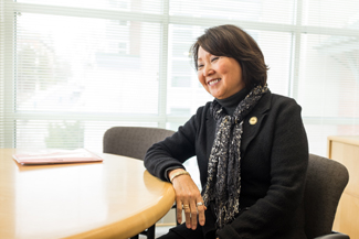 Philip Vukelich | Argonaut Jean Kim, Vice Provost for Student Affairs and Enrollment, works in her office Tuesday on the second floor of the Idaho Commons. Kim is the first to claim the title, as the role is newly defined after the retirement of previous UI Dean of Student Bruce Pittman.