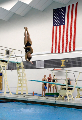 Amelia Warden | Argonaut Nikki Imanaka competes in the women's 1 meter diving event at the University of Idaho swim center on Wednesday, Jan. 14, 2015, in Moscow.