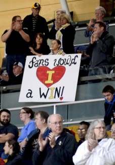Amelia C. Warden | Argonaut Fans cheer for a Vandals Valentine's Day win at the game against Sacramento State at the Cowan Spectrum. Idaho won 69-58.