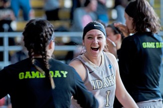 Nathan Romans | Argonaut Junior guard Christina Salvatore is introduced before Idaho's 77-53 win against Idaho State Saturday in the Cowan Spectrum.