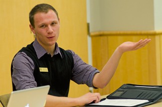 Nathan Romans | Argonaut President Pro-Tempore Michael Ryan participates in the ASUI Senate meeting at 7 p.m. Wednesday in the Whitewater Room of the Commons.