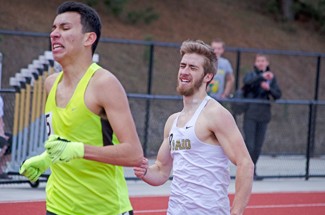 Junior distance runner Morgan Choate, right, competes in the 1500-meter run during the Mike Keller Invitational Saturday at the Dan O'Brien Track and Field Complex in Moscow. The Vandals competed at the Pelluer Invitational hosted by Eastern Washington Saturday in Cheney, Washington.