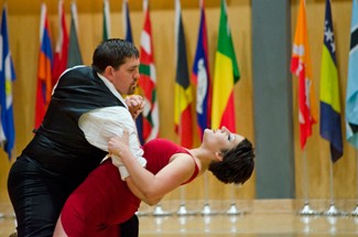 The University of Idaho Ballroom Dance Team perform during the Spring Showcase event Sunday in the Bruce Pitman Center International Ballroom.