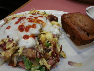 Claire Whitley | Crumbs The Breakfast Club offers many options for breakfast and lunch such as the Kitchen Sink Skillet 