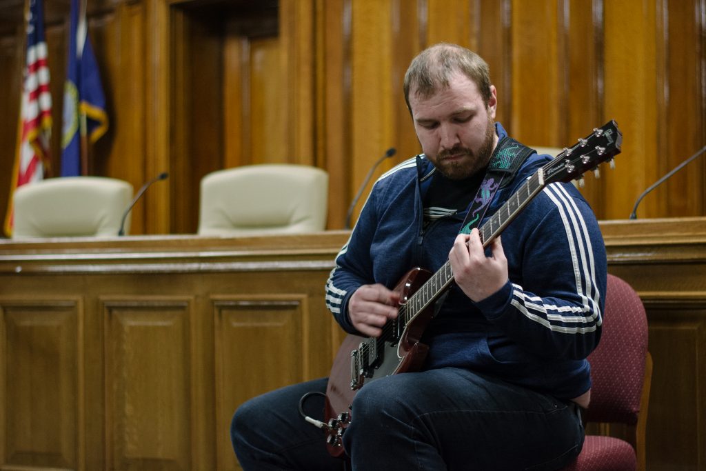Guitarist Bobby Meador plays a jazz-inspired riff during Jazz Hands. 