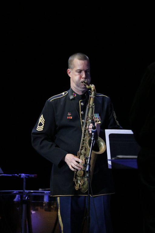 A performer plays the saxophone during Friday's Jazz Fest Concert in the ASUI-Kibbie Activity Center.   Saydee Brass | Argonaut