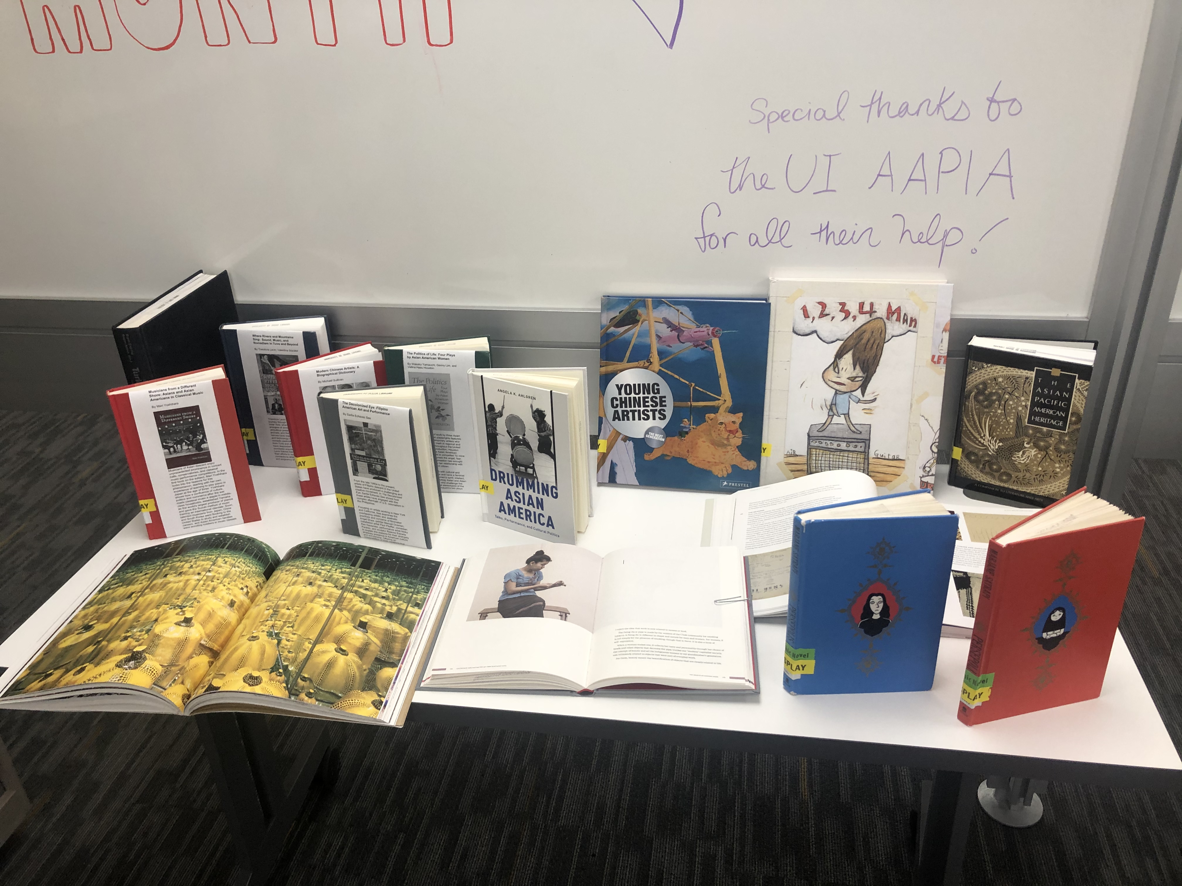 Books set up for the Asian American Pacific Islander Heritage Month display | Paige Fiske | Argonaut